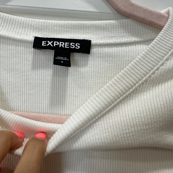 Express White Ribbed Knit Top - Picture 3 of 3